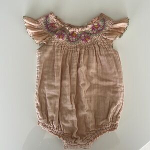 Embroidered Pink Kids One Piece